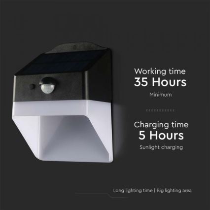 Applique murale solaire LED avec capteur LED/2W/3,7V 4000K IP65 1200 mAh