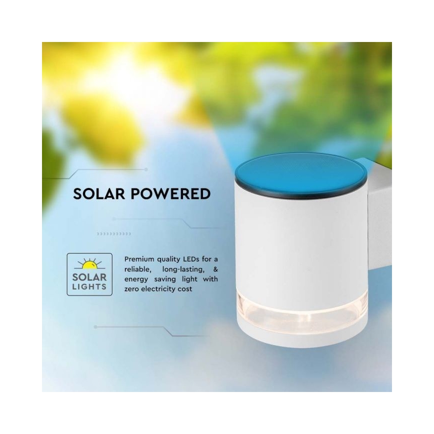 Applique murale solaire LED extérieure LED/1W/3,7V 3000K IP54 1200 mAh blanc