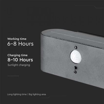 Applique murale solaire LED extérieure avec capteur LED/2,5W/3,7V 3000K IP54 2000 mAh