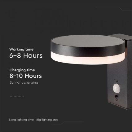 Applique murale solaire LED extérieure avec capteur LED/5,5W/3,7V 3000K IP54 2000 mAh