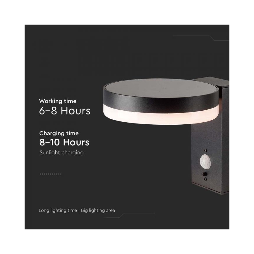 Applique murale solaire LED extérieure avec capteur LED/5,5W/3,7V 3000K IP54 2000 mAh