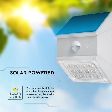 Applique solaire murale LED à capteur LED/2,5W/3,7V 3000/4000/6000K IP65 1200 mAh blanc