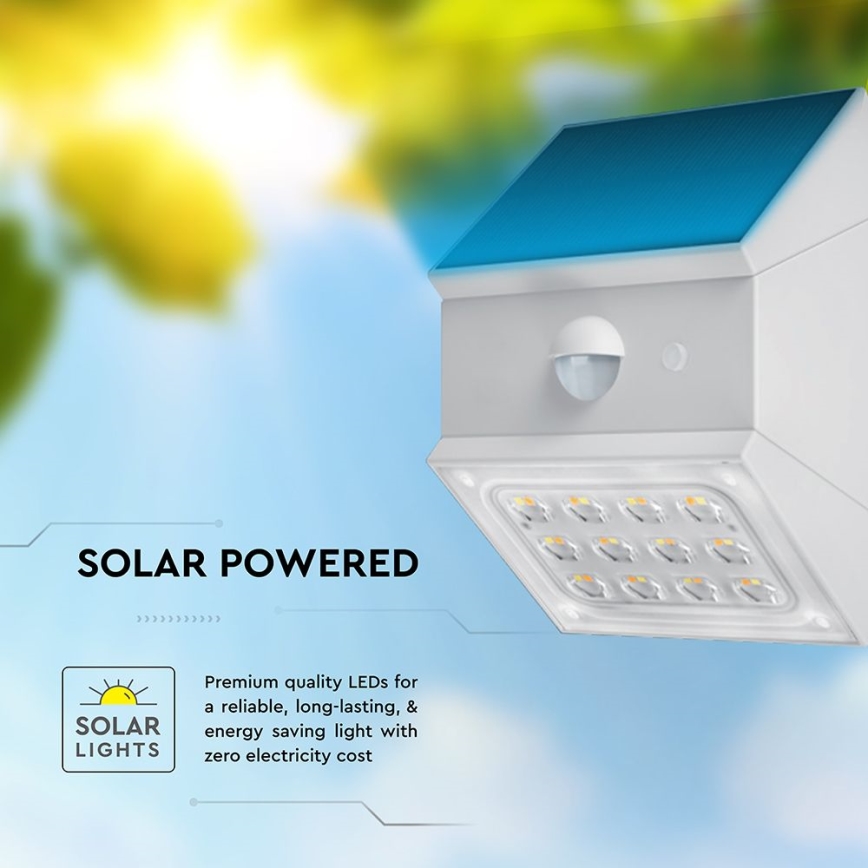 Applique solaire murale LED à capteur LED/2,5W/3,7V 3000/4000/6000K IP65 1200 mAh blanc