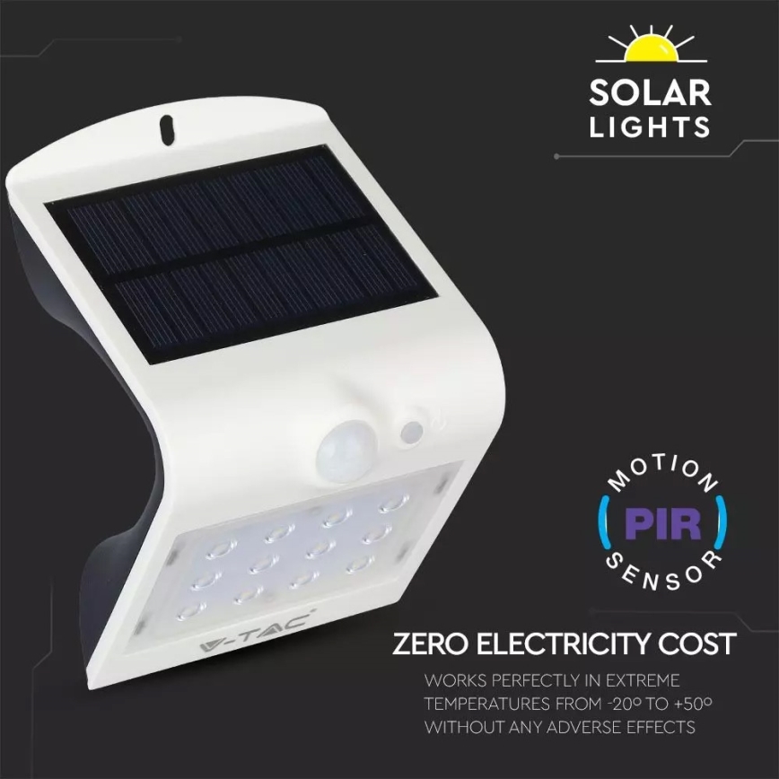 Applique solare a LED con sensore LED/1.5W/3,7V IP65 bianca