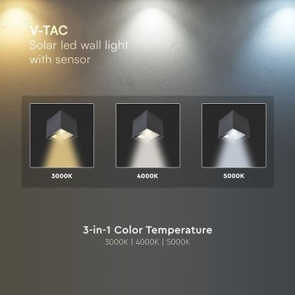 Lampada da parete solare a LED con sensore LED/9W/5V 3000/4000/5000K IP65 2600 mAh antracite