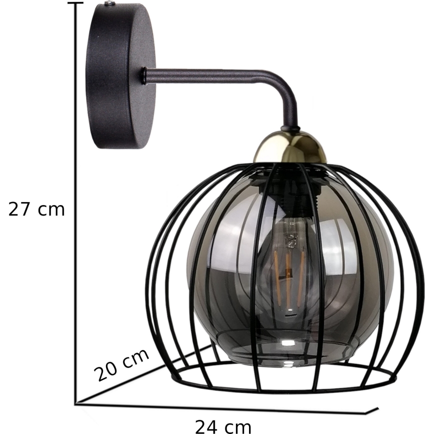 Applique SOLO BLACK 1xE27/60W/230V nero/oro