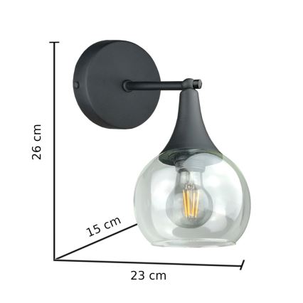 Applique STAR 1xE27/60W/230V nero/limpido