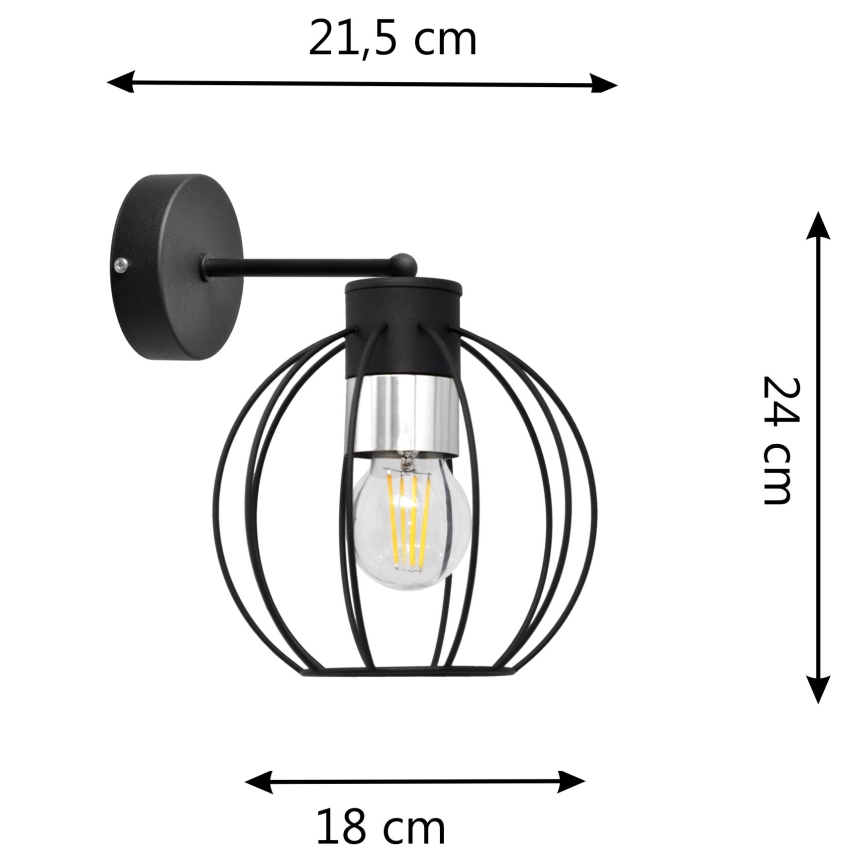 Applique STARLIGHT 1xE27/15W/230V nero/argento