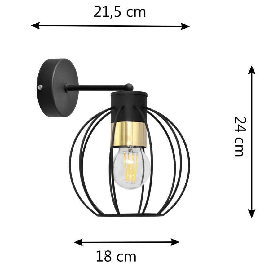 Applique STARLIGHT 1xE27/15W/230V nero/oro