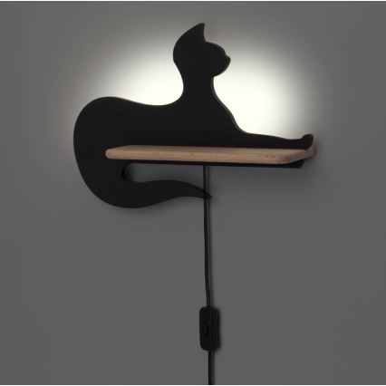 Appllique murale étagère enfant BLACK CAT LED/5W/230V