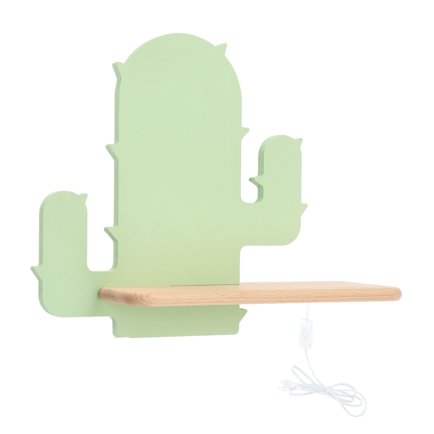 Appllique murale étagère enfant CACTUS LED/4W/230V vert/bois