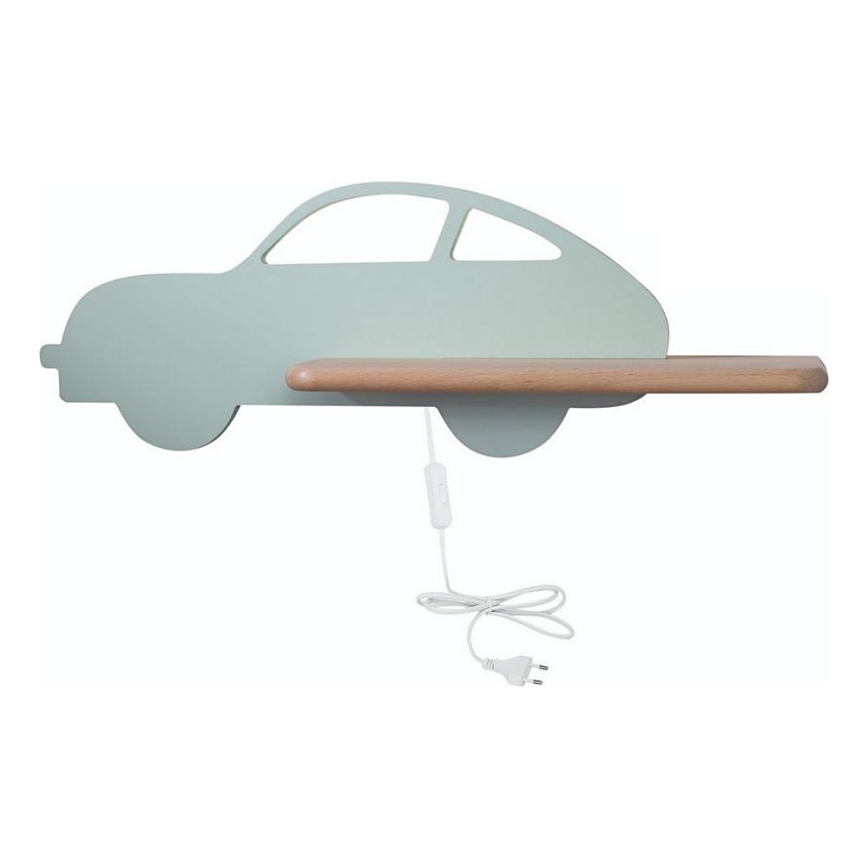 Appllique murale étagère enfant CAR LED/5W/230V vert/bois