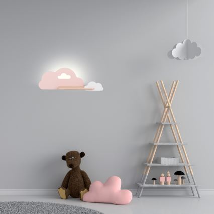 Appllique murale étagère enfant CLOUD LED/5W/230V rose/blanc