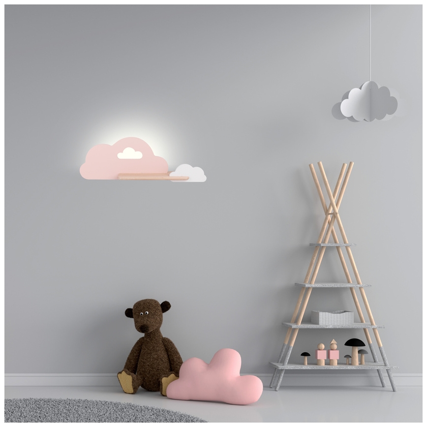 Appllique murale étagère enfant CLOUD LED/5W/230V rose/blanc