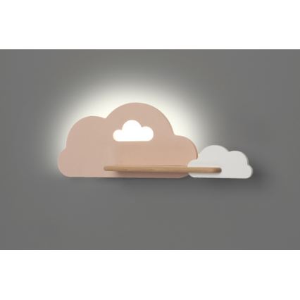 Appllique murale étagère enfant CLOUD LED/5W/230V rose/blanc