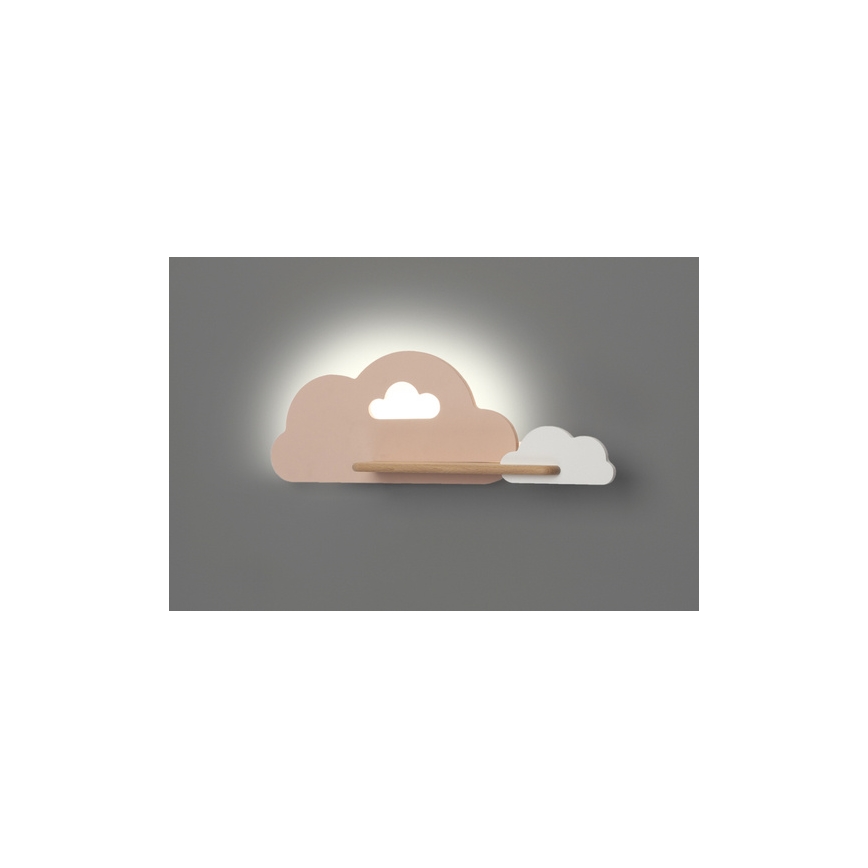 Appllique murale étagère enfant CLOUD LED/5W/230V rose/blanc