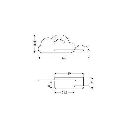 Appllique murale étagère enfant CLOUD LED/5W/230V rose/blanc