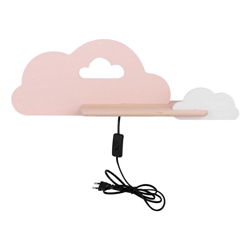 Appllique murale étagère enfant CLOUD LED/5W/230V rose/blanc