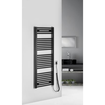 Aqualine - Badezimmer-Elektro-Heizkörper DIRECT-E 400W/230V 132 cm matt schwarz gerade