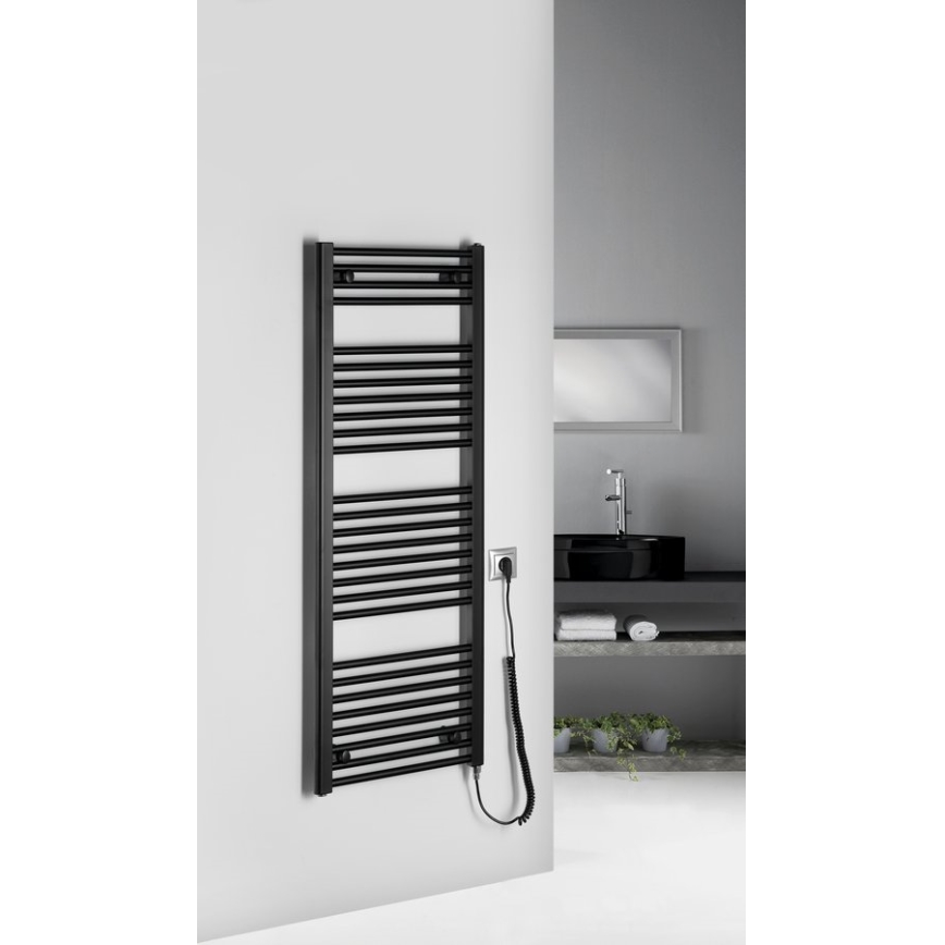 Aqualine - Badezimmer-Elektro-Heizkörper DIRECT-E 400W/230V 132 cm matt schwarz gerade