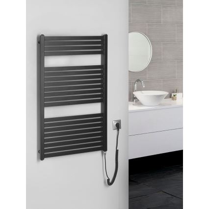 Aqualine - Badezimmer-Elektro-Heizkörper TONDI-E 400W/230V 97 cm matt schwarz gerade