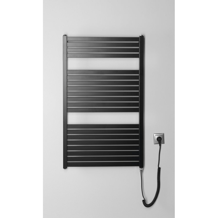 Aqualine - Badezimmer-Elektro-Heizkörper TONDI-E 400W/230V 97 cm matt schwarz gerade