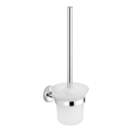 Aqualine - Brosse de toilette à fixation murale SAMBA blanc de lait verre/chrome brillant