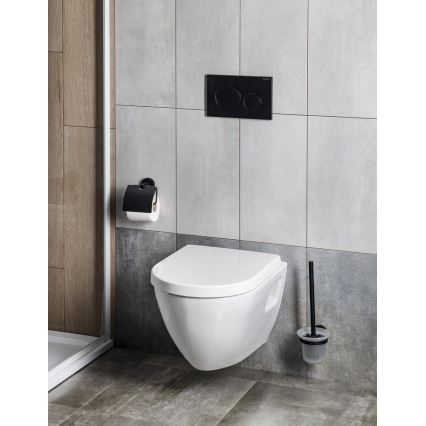 Aqualine - Brosse WC à fixation murale SAMBA verre laiteux/noir mat