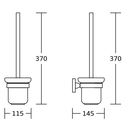 Aqualine - Brosse WC à fixation murale SAMBA verre laiteux/noir mat