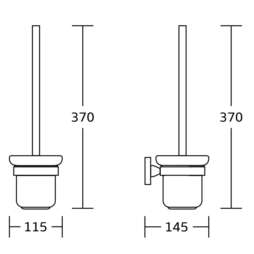 Aqualine - Brosse WC à fixation murale SAMBA verre laiteux/noir mat