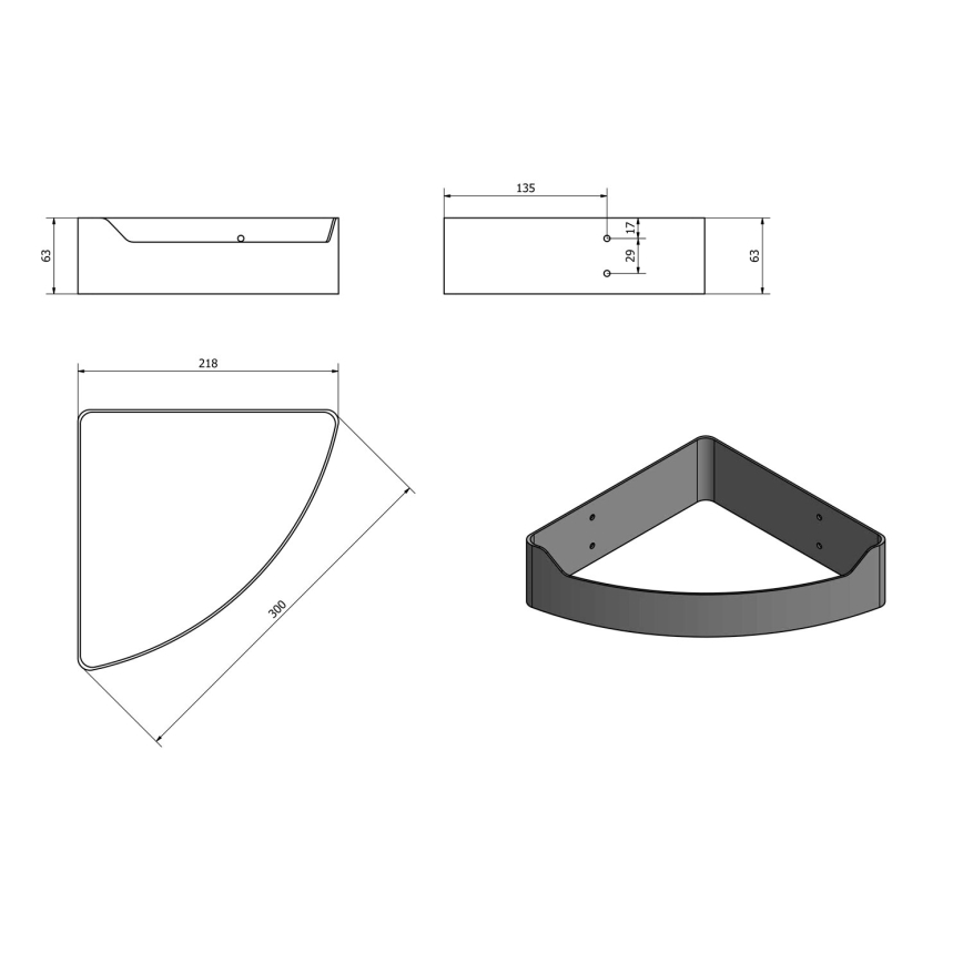 Aqualine - Eck-Duschablage SAMBA 21,8x30 cm schwarz