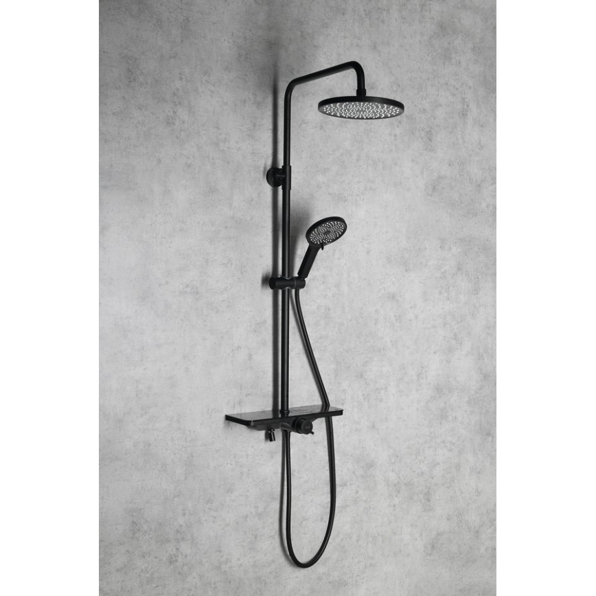Aqualine - Ensemble de douche avec mitigeur ARONA noir mat