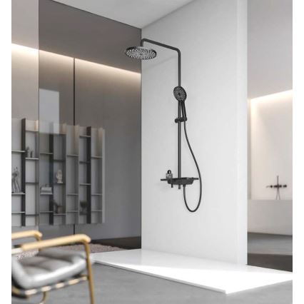 Aqualine - Ensemble de douche avec mitigeur ARONA noir mat