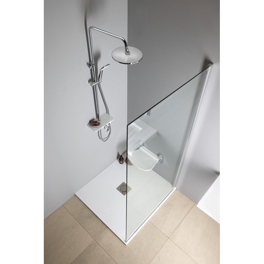 Aqualine - Ensemble de douche avec mitigeur, chrome brillant/blanc