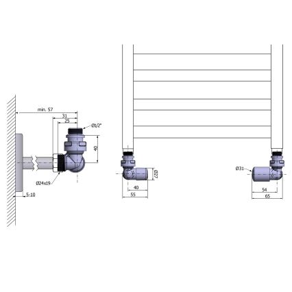 Aqualine - Kit de raccordement pour robinets d'angle FIRST droit/chrome brillant