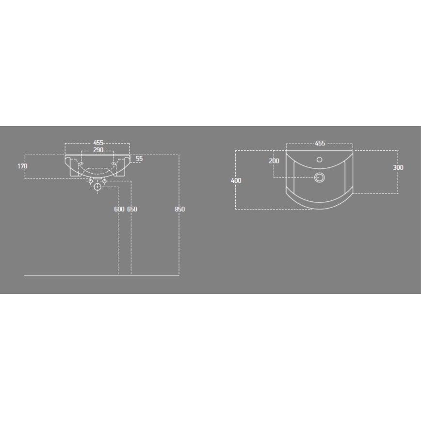 Aqualine - Lavabo à encastrer ZERO 45,5 x 40 cm, céramique, blanc