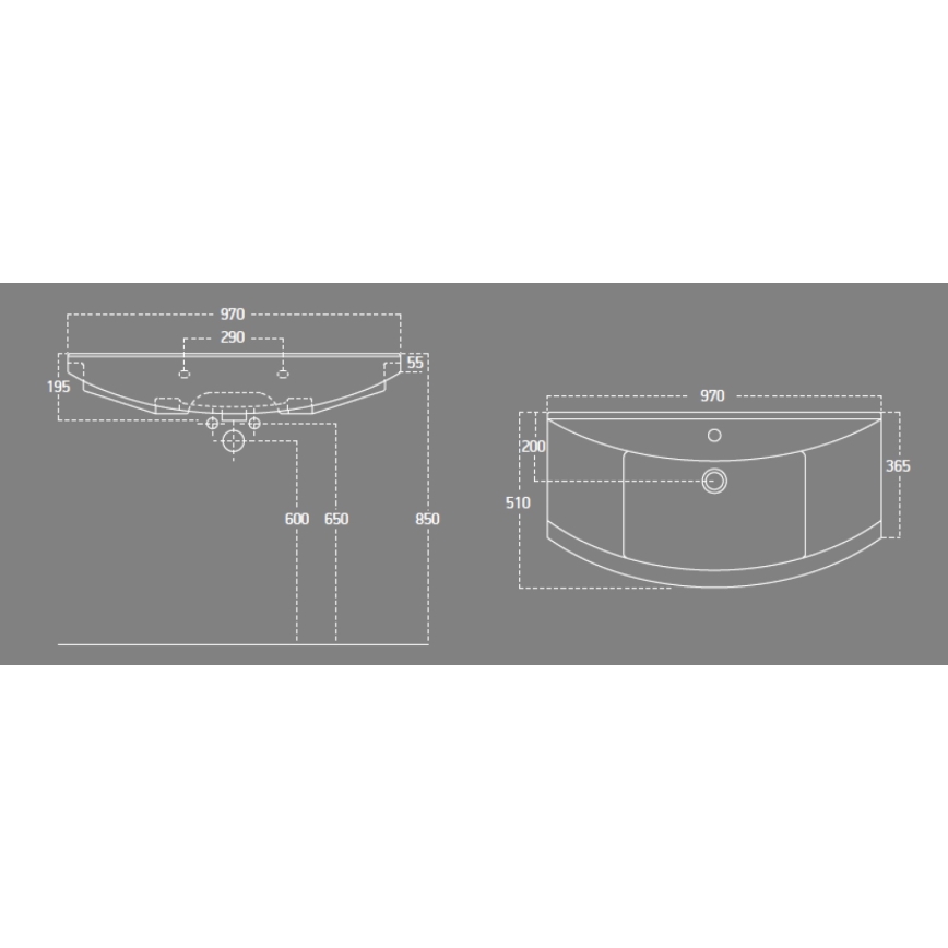 Aqualine - Lavabo à encastrer ZERO 97x51 cm céramique/blanc