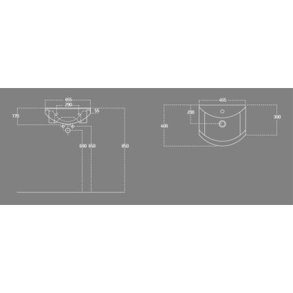 Aqualine - Lavabo da incasso ZERO 45,5x40 cm ceramica/bianca