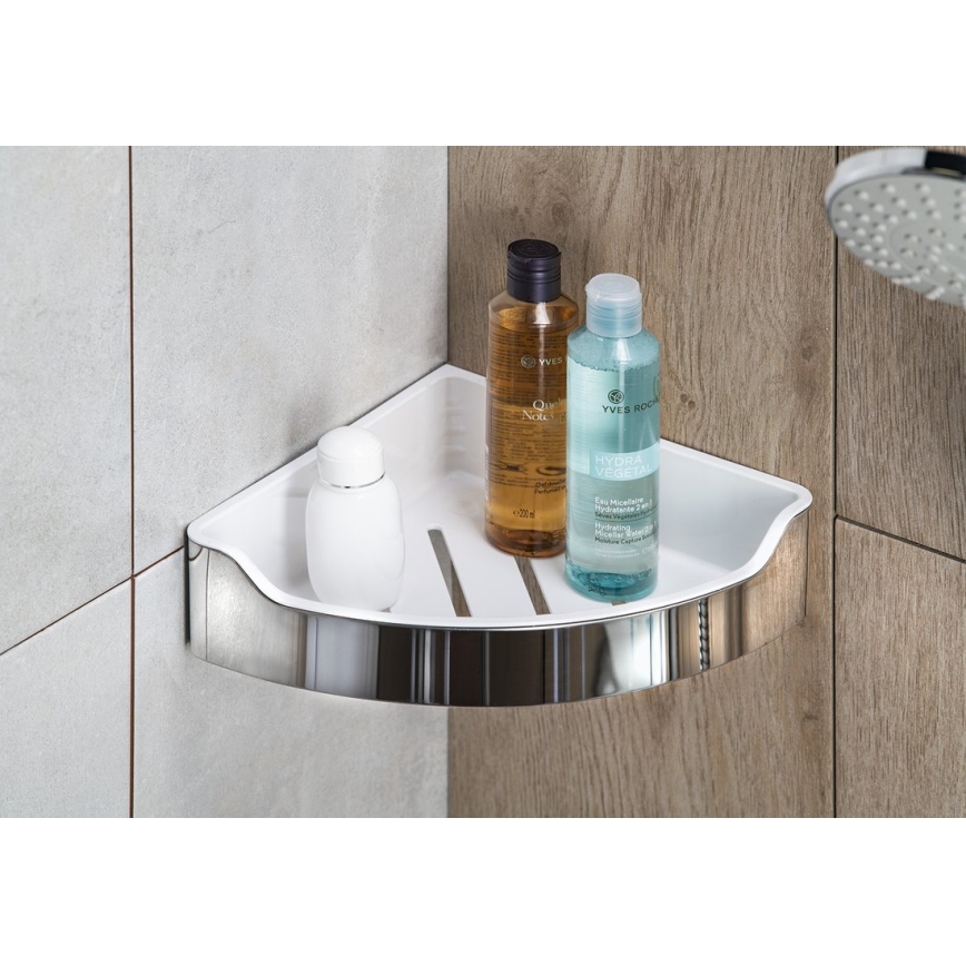 Aqualine - Mensola per doccia ad angolo SAMBA 21,8x30 cm cromo lucido