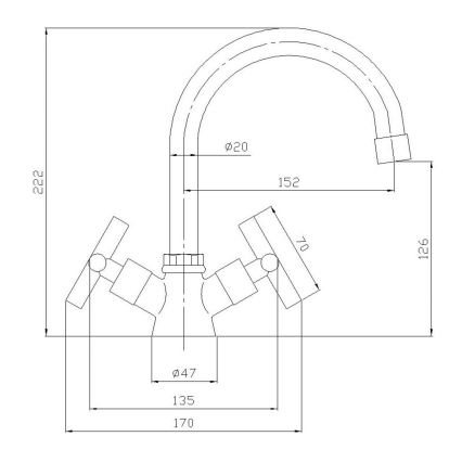 Aqualine - Miscelatore per lavabo XENIA 22,2 cm cromo lucido