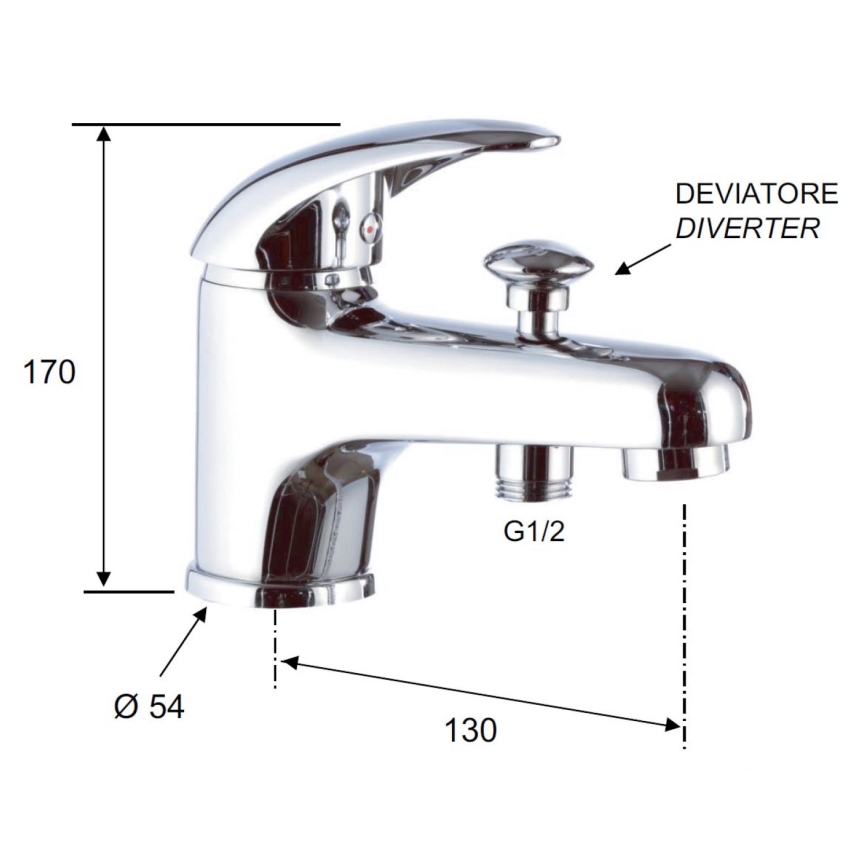 Aqualine - Mitigeur de lavabo avec déviateur KASIOPEA 17 cm chrome brillant