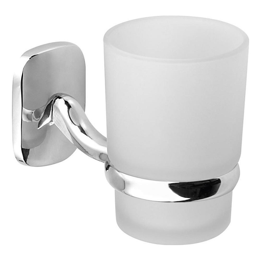 Aqualine - Portaspazzolino a parete RUMBA bianco latte vetro/cromo lucido