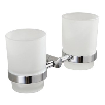 Aqualine - Portaspazzolino a parete SAMBA bianco latte vetro/cromo lucido