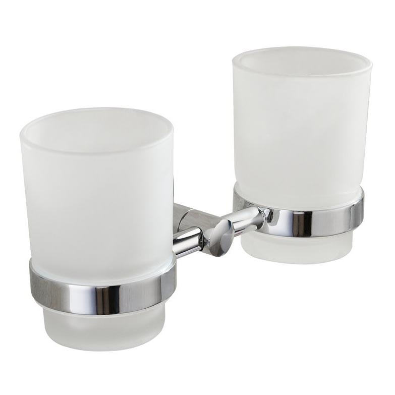 Aqualine - Porte-brosse à dents mural SAMBA blanc de lait verre/chrome brillant