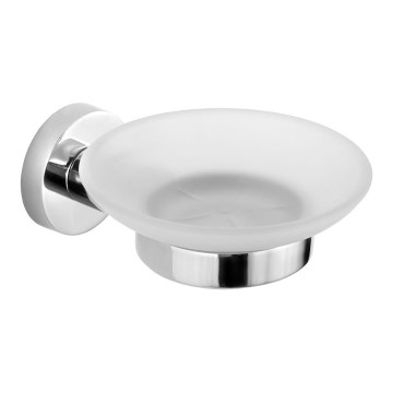Aqualine - Porte-savon mural SAMBA blanc de lait verre/chrome brillant