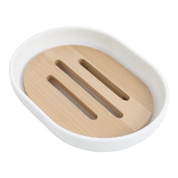 Aqualine - Porte-savon SNOW blanc/bambou