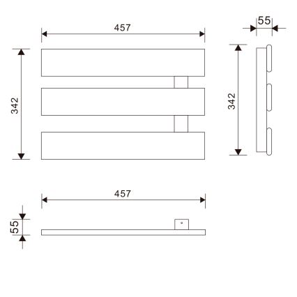 Aqualine - Porte-serviettes électrique ELVIS 50W/230V 34,2 cm blanc à droite