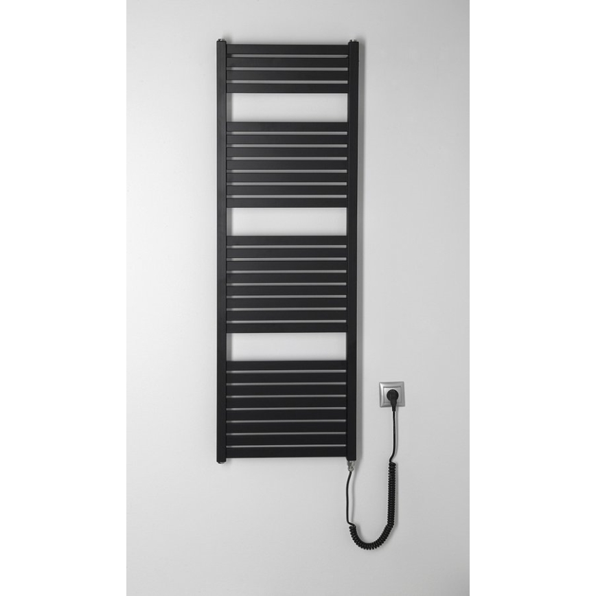 Aqualine - Radiateur électrique de salle de bains TONDI-E 500W/230V 133 cm noir mat droit