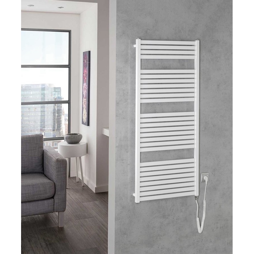 Aqualine - Radiateur électrique de salle de bains TONDI-E 600W/230V 133 cm blanc droit