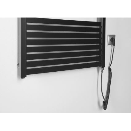 Aqualine - Radiateur électrique de salle de bains TONDI-E 600W/230V 133 cm noir mat droit